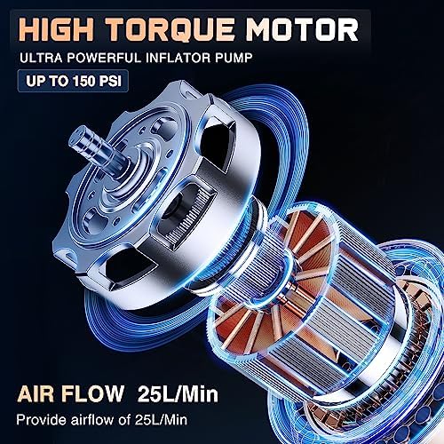 Nilight Tire Inflator Portable Air Compressor Battery Powered Rechargeable 12VDC 150PSI Cordless Tire Pump w/Digital Pressure Gauge 2X Faster Inflation Air Pump for Car Motorcycle