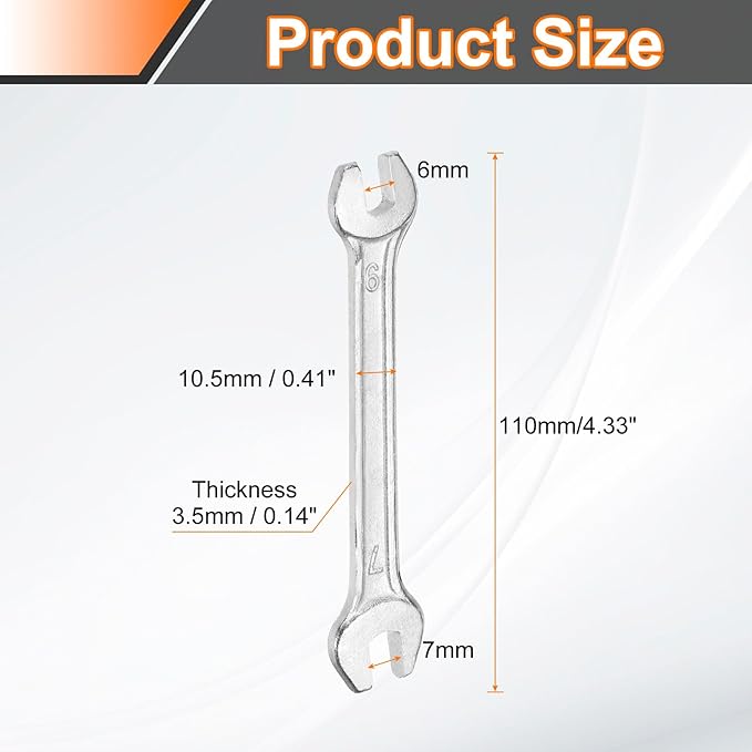 HARFINGTON Double Open End Wrench 6mm x 7mm Metric 15 Degree Offset Angle Small - Image 2