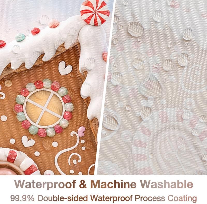 Christmas Gingerbread Shower Curtain, 72x84 Inch Waterproof Fabric - Image 3