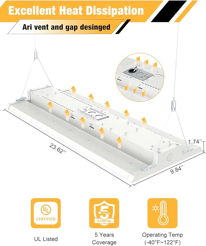 LED Linear High Bay Light, 210W LED High Bay Shop Lights Fixture, Compatible - Image 5