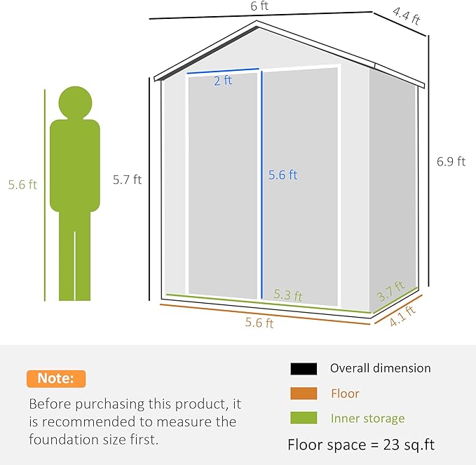Outsunny 6' x 4.5' Outdoor Storage Shed, Plastic Shed - Image 7
