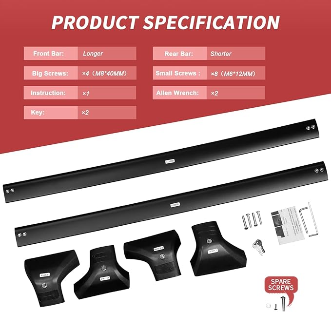 KINGGERI Lockable 260lbs Cross Bars Roof Racks Fit - Image 9