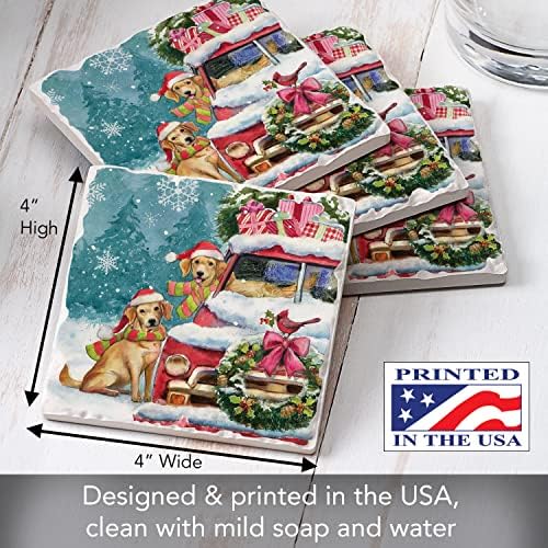 Thirstystone Holiday Buddies 4 Pack Tumbled Tile Stone Coasters - Image 6