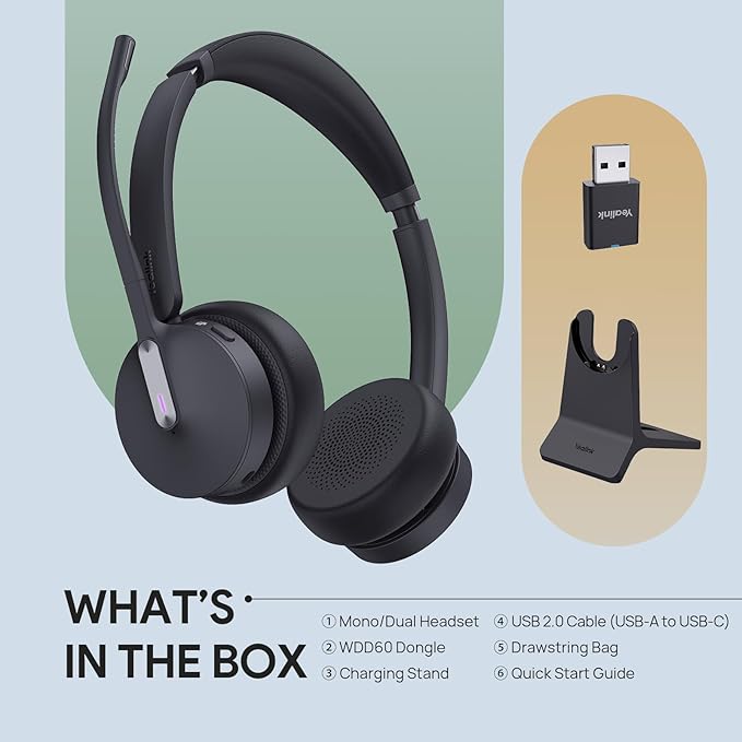 Yealink WH64 Hybrid DECT& Bluetooth Wireless Headset, 492ft Range Mono Teams UC - Image 9
