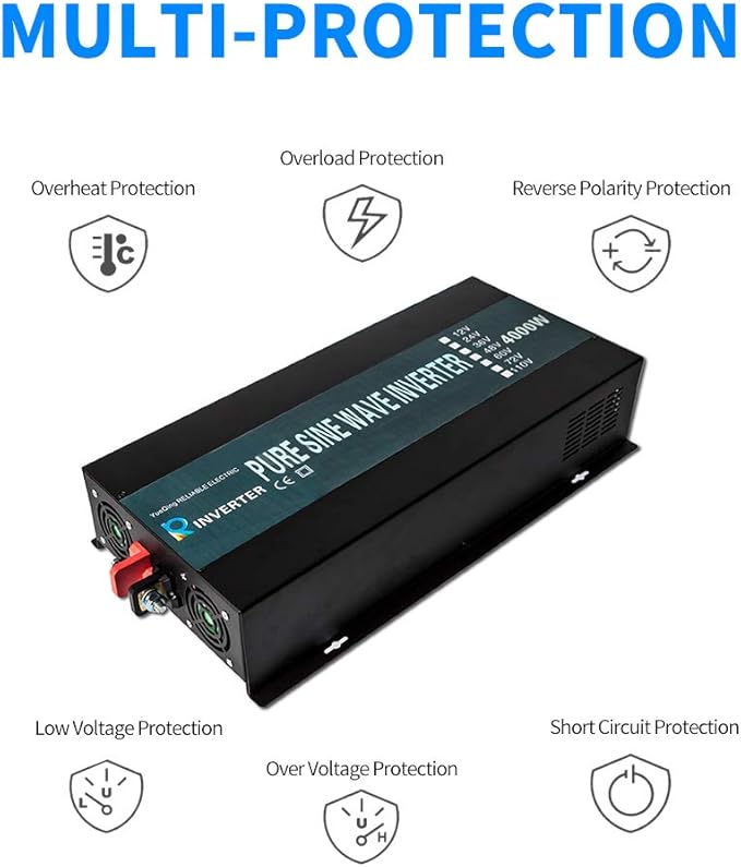 WZRELB Home Power Supply Off Grid Pure Sine Wave 12Vdc to 120Vac 60Hz 4000W - Image 11