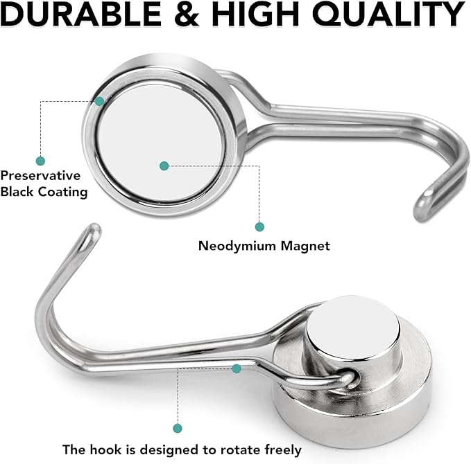 MIKEDE Magnetic Hooks, 40LB Strong Neodymium Magnet Hooks Heavy Duty, Magnetic - Image 5