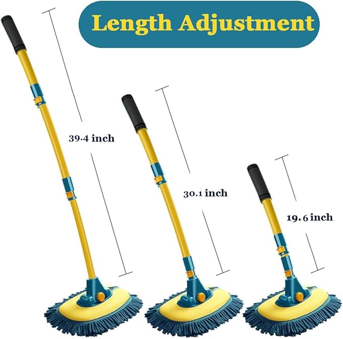 Car Wash Brush with Long Handle, Car Wash Mop Mitt with 1 Replacement Head - Image 4