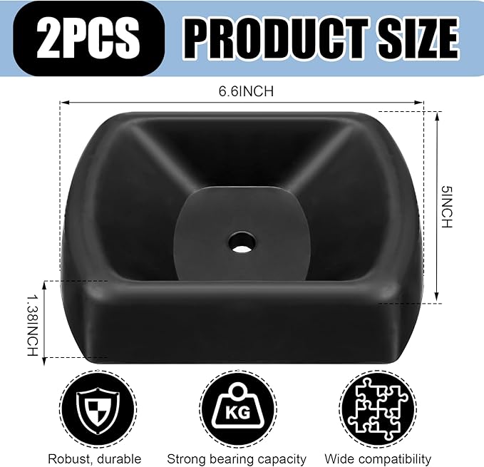 2 Pcs Jack Wheel Chock Rubber Caster Trailer Dock Heavy Duty 6 Inch Stabilizer - Image 2