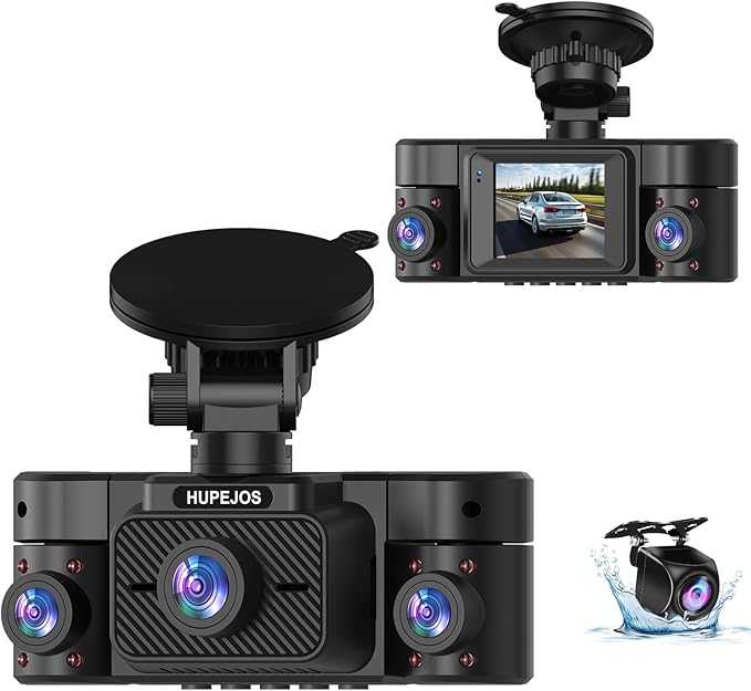 Dash Cam Front and Rear, 360 Dgree View 4 Channel Dash Camera by HUPEJOS