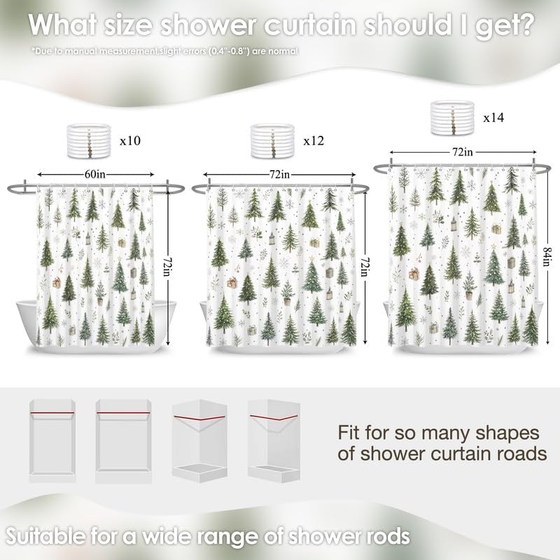 Christmas Tree Shower Curtain, 60x72 Inch Waterproof Fabric - Image 2