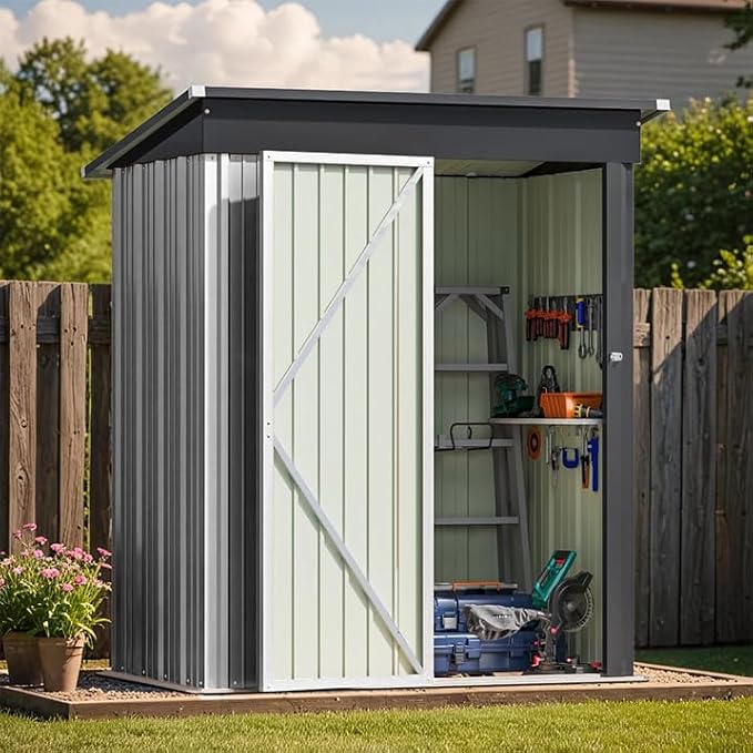 Greesum 5×3 FT Outdoor Storage Shed, Metal Storaged Sheds Without Floor by BuynowfromGreesum