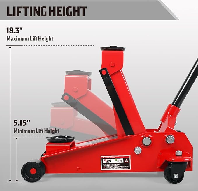 Floor Jack 3 Ton Capacity Fast Lift Service Jack Steel Heavy Duty Hydraulic Car - Image 3