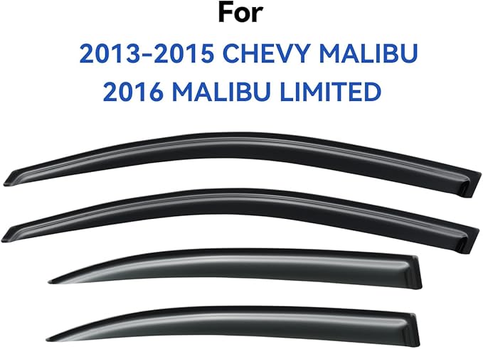 Window Visors Rain Guards for 2013 2014 2015 13 14 15 Chevy Malibu, Out-Channel - Image 2