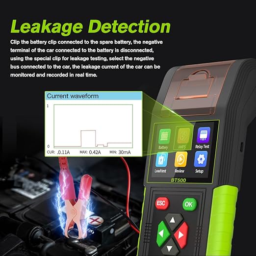 Automotive Battery Tester with Printer, 12V 24V Car Battery Load Tester and - Image 4