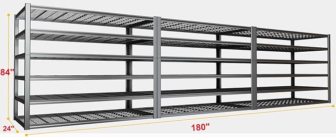 50" W Garage Shelving Heavy Duty, 6 Tier Garage Shelves, Commercial Metal - Image 3