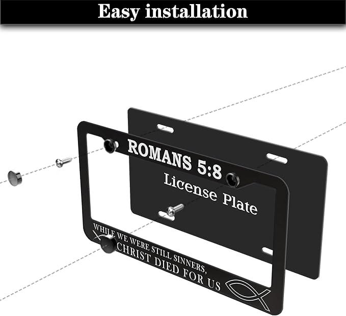 License Plate Frames Black and White License Plate Frame Jesus Bible Verses - Image 7