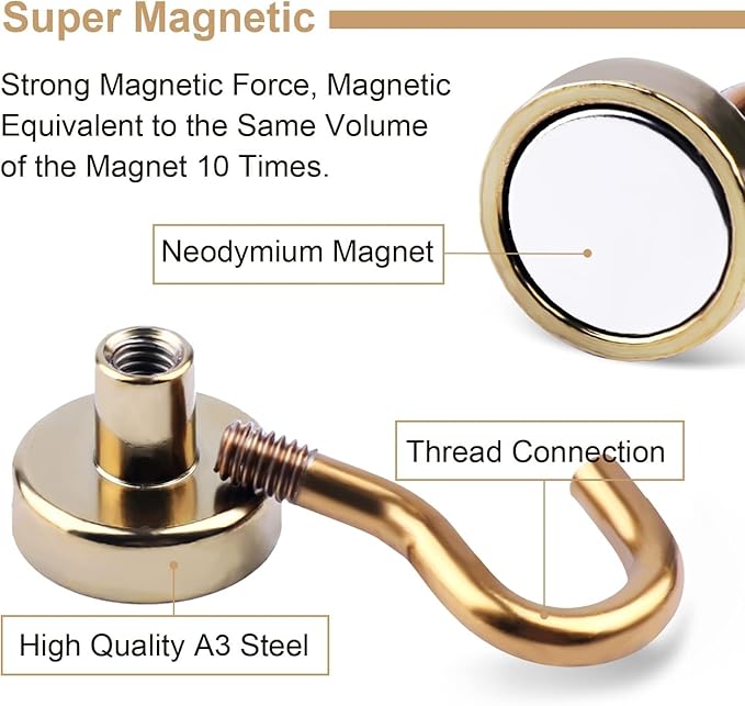 DIYMAG Magnetic Hooks, 30Lbs Strong Heavy Duty Cruise Magnet S-Hook - Image 2