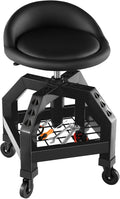 Goplus Rolling Garage Stool, 22.5”-27.5” Adjustable Mechanic Chair by Goplus