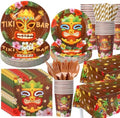 Funnymoom 452 Pcs Hawaiian Tiki Party Decorations Include Tiki Paper Plates Napkins Cups Tablecloth Cutlery Straws Hawaii Luau Party Supplies for Tropical Birthday Party Decorations by Funnymoom