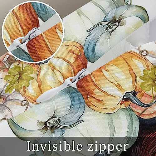 Pillow Covers 20x54 Inch - Body Thanksgiving Watercolor Turkey with Pumpkins White Soft Brushed Microfiber Pillowcases with Hidden Zipper Closure Bed Pillow Shams for Bedroom Sofa Car - Image 7