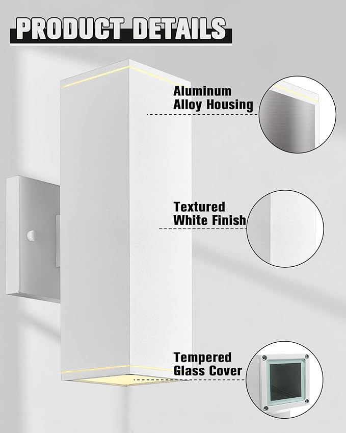 Ken & Ricky Outdoor Wall Lights, Modern Exterior Up and Down Wall Sconces - Image 6