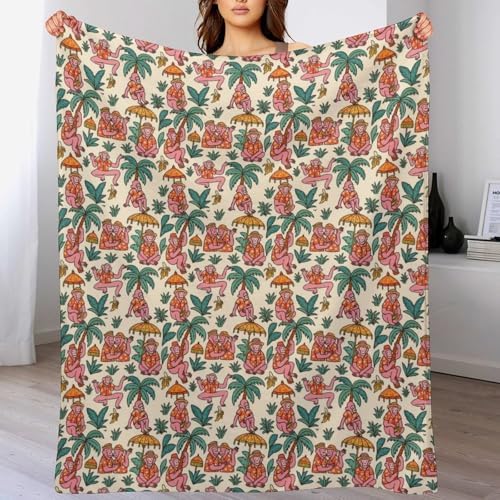 Socira Hawaiian Monkey Blanket Throw Blanket Hawaiian Monkey Gifts for Women Men Soft Sofa Throws for Travel Camping Bed Home Decor Car Birthday Gift 40"*50" （100 * 130cm） - Image 2