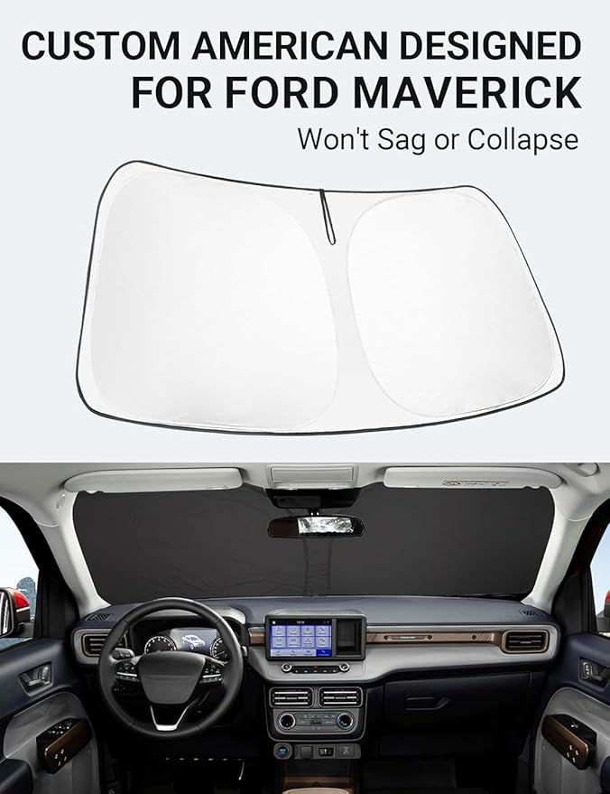 Proadsy 2025 Upgrade Windshield Sun Shade Custom Fit Ford Maverick 2022-2025 - Image 2