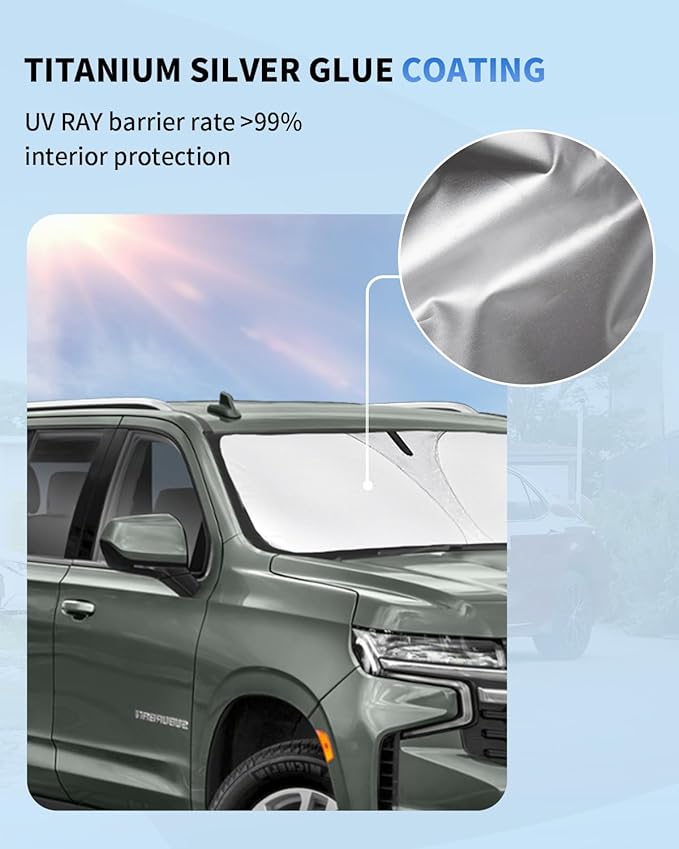 Windshield Sun Shade Sunshade for 2021-2023 2024 2025 Chevrolet Chevy Suburban - Image 3