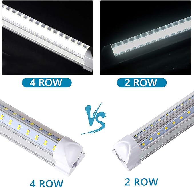 4 Pack 4FT LED Shop Light Fixture, 72W 9500LM 5000K, Daylight White, 4 Row V - Image 6