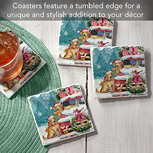 Thirstystone Holiday Buddies 4 Pack Tumbled Tile Stone Coasters - Image 2