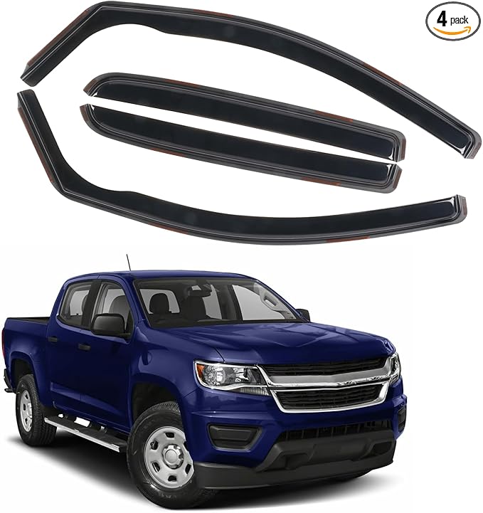 in Channel Rain Guards for 2015-2022 Chevy Colorado/GMC Canyon Crew Cab by CHYKORLA