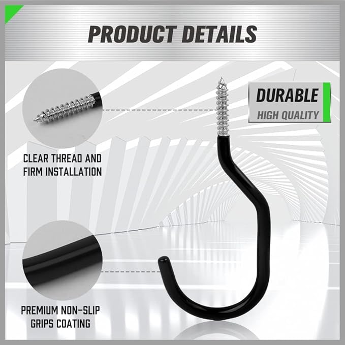 SWANLAKE 6 Pack Heavy Duty Bike Hook, 6 inches, Capacity 100 LBS, Bike Hooks - Image 3