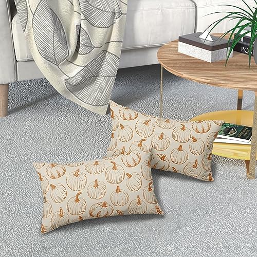 Fall Lumbar Pillow Covers 12x20 Set of 2 Burnt Orange Pumpkin Harvest - Image 7