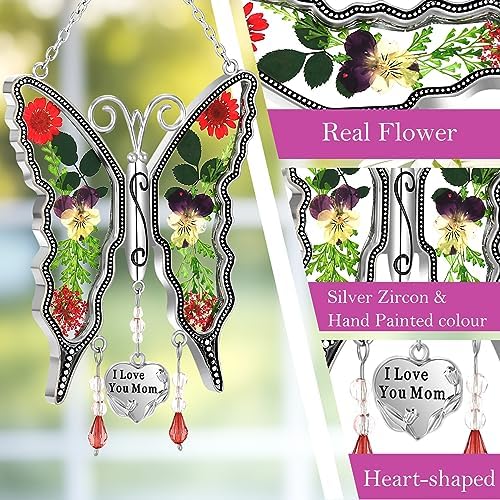 KY&BOSAM Butterfly Suncatchers for Mom,Glass Pressed Flowers,I Love You Mom - Image 4