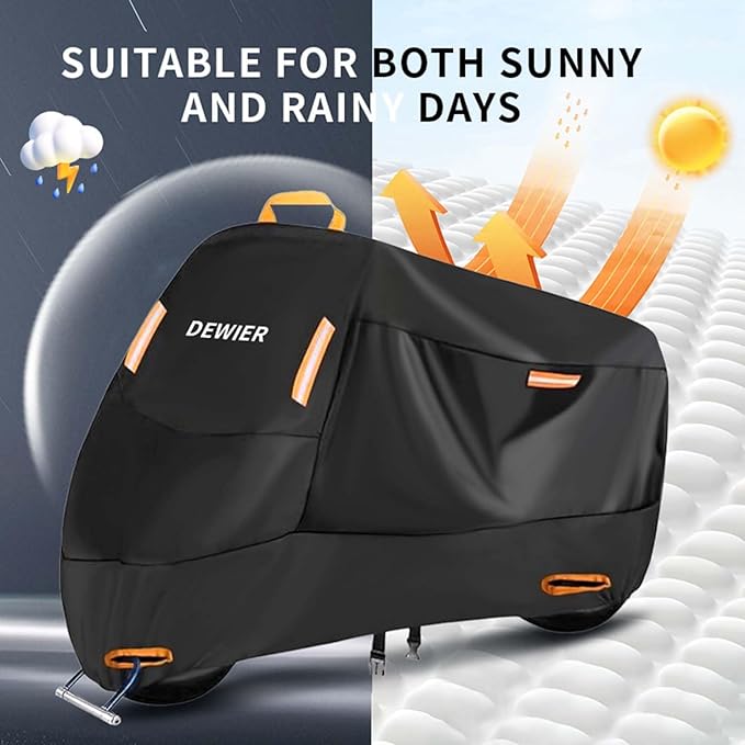 Motorcycle Cover Waterproof Outdoor, 420D Heavy Duty, All Season Protection - Image 4
