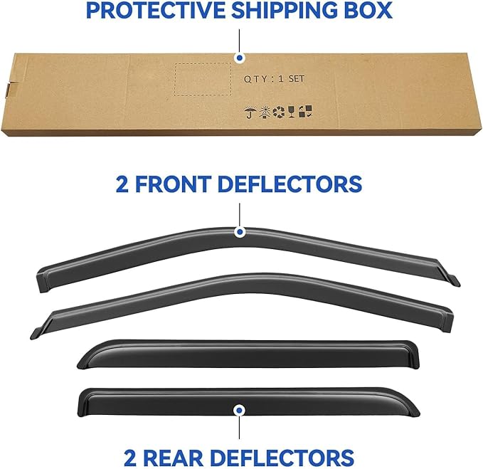 Window Visors Rain Guards for 2015-2025 Ford F150 SuperCrew, Out-Channel Sun - Image 6
