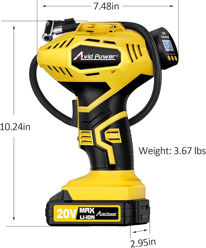 AVID POWER Cordless Tire Inflator Portable Air Compressor, 20V Rechargeable - Image 8