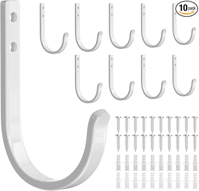 10-Pack Wall Hooks for Towel/Coat - 22LB Heavy Duty Metal Hanger Wall Mount by Josmimic
