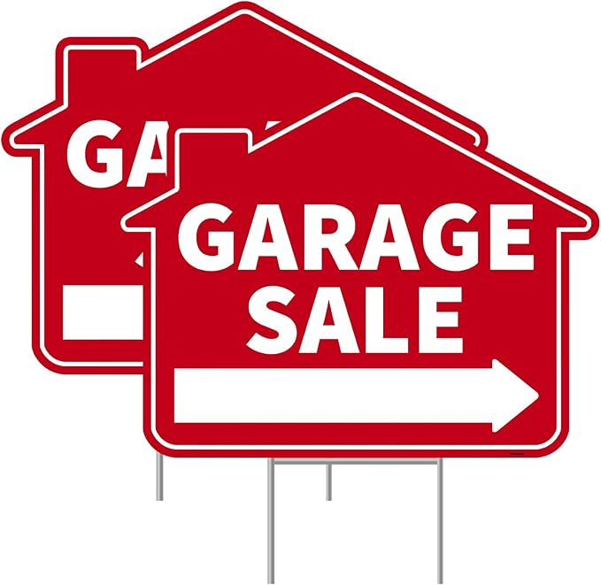 2PC Garage Sale Yard Sign with Stakes, 17 Inches by 13 Inches by Venicor