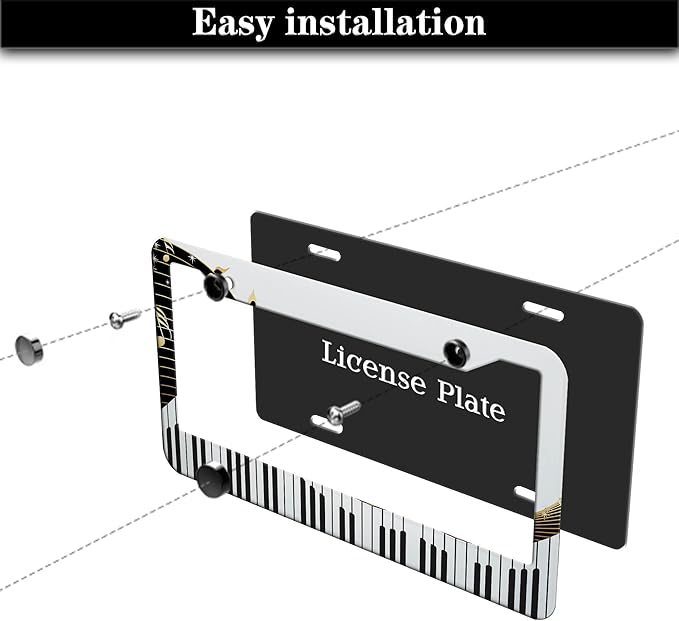 License Plate Bracket Black and White License Plate Frames Beautiful Piano Keys - Image 7