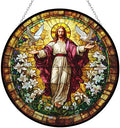 Jesus Suncatcher Indoor/Outdoor Stained Glass Window Hanging Handmade Suncatchers Home Decor Garden Christmas Party Wedding Housewarming Gifts by 365CUSGIFTS