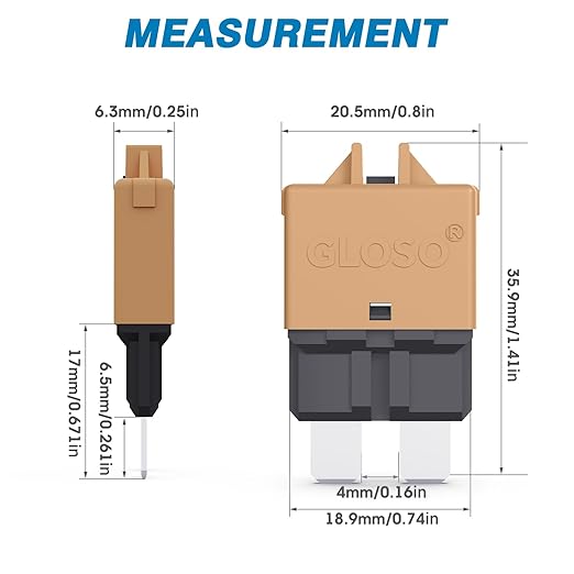 GLOSO Circuit Breaker Blade Fuse E39 Manual Reset Fuse - Image 2