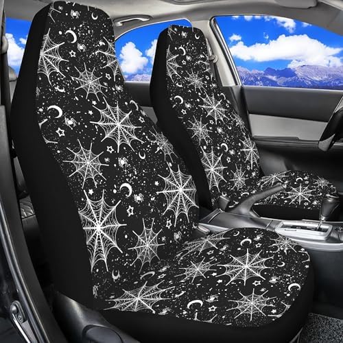 Moon Stars Spiderweb Print Car Seat Cover Front Seats Protector,Universal Fit for Most Cars,SUVs,Sedan,Truck or Van