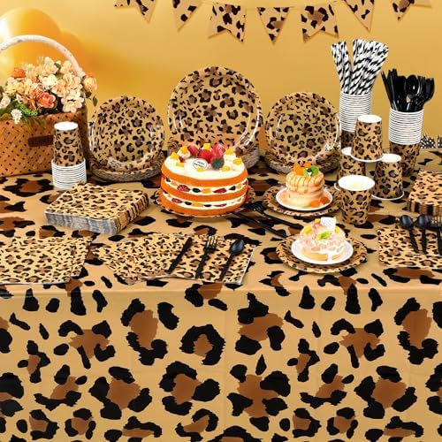 Funnymoom 452 Pcs Leopard Cheetah Print Birthday Party Decoration Serve 50 - Image 6