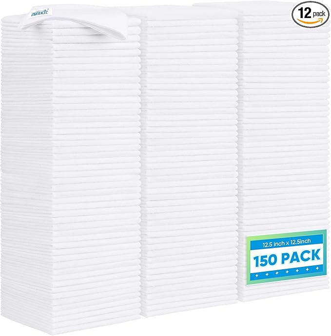 HOMEXCEL White Microfiber Cleaning Cloth 12 Pack, 12.5 x 12.5 inch Microfiber by HOMEXCEL