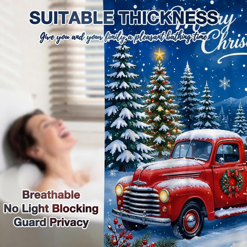 Winter Christmas Shower Curtain, 72x84 Inch Waterproof Fabric - Image 6