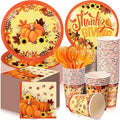 Sliner 180 Pcs Thanksgiving Disposable Dinnerware Set, Orange Pumpkin by Sliner