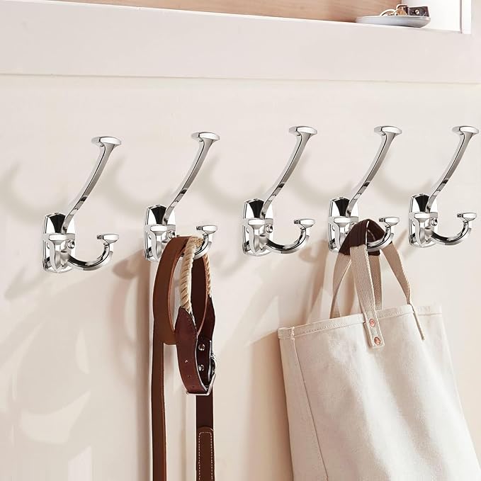 Large Wall Double-Sided Hook 2 Pack Polished Nickel Hook Decorative Heavy Duty - Image 4