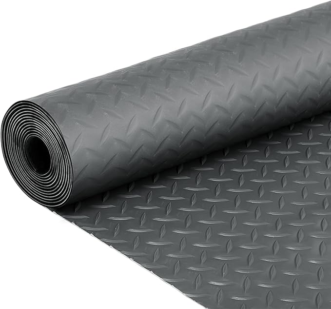 7.5 x 17 FT Garage Floor Mat, Thickened Diamond Plate PVC Garage Parking Mat by Dollate