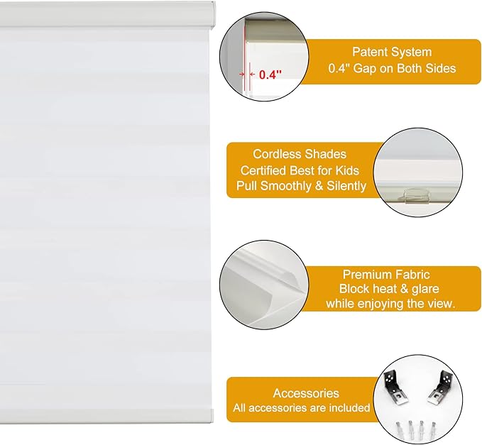 Persilux Cordless Zebra Blinds for Windows Free-Stop Windows Shades Dual Layer - Image 2